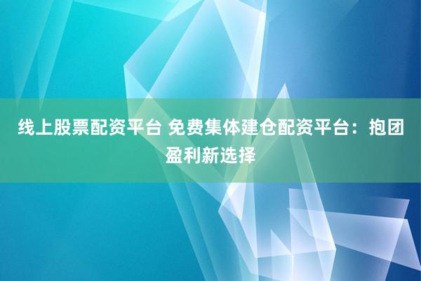 线上股票配资平台 免费集体建仓配资平台：抱团盈利新选择