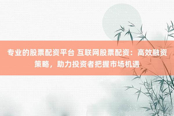专业的股票配资平台 互联网股票配资：高效融资策略，助力投资者把握市场机遇