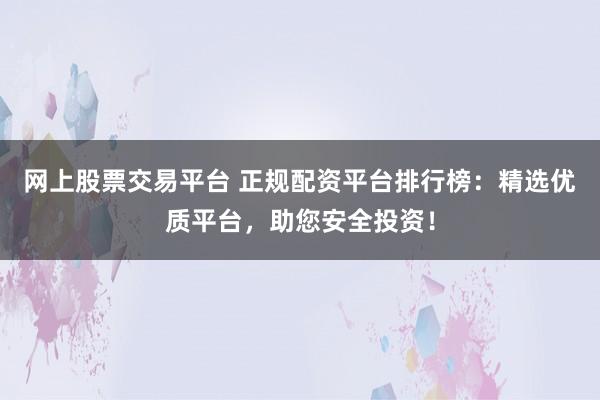 网上股票交易平台 正规配资平台排行榜：精选优质平台，助您安全投资！