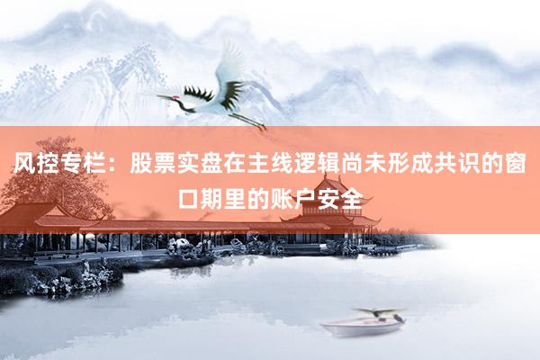 风控专栏：股票实盘在主线逻辑尚未形成共识的窗口期里的账户安全