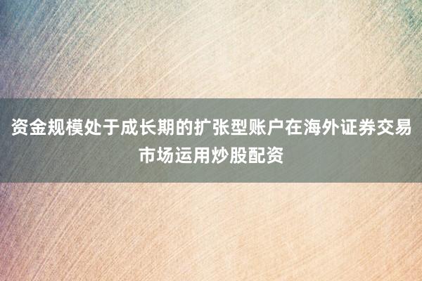 资金规模处于成长期的扩张型账户在海外证券交易市场运用炒股配资