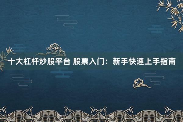 十大杠杆炒股平台 股票入门：新手快速上手指南