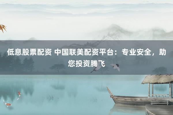低息股票配资 中国联美配资平台：专业安全，助您投资腾飞