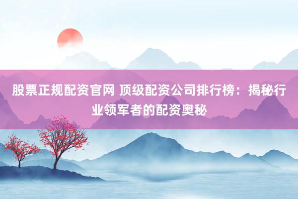 股票正规配资官网 顶级配资公司排行榜：揭秘行业领军者的配资奥秘